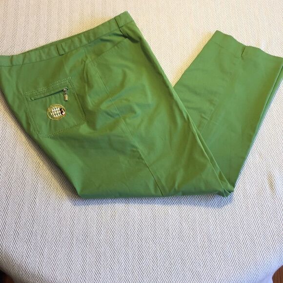 MIN JUNG Crops/Capris Gorgeous Lime w/Stretch Waist 18", Inseam 26" Preworn - Picture 1 of 10